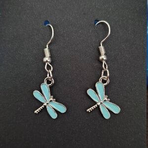 Silver and Blue Dragonfly Earrings